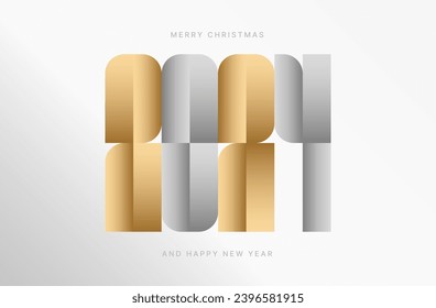 Ilustración vectorial con signo 2024 para planilla de volante, tarjeta de saludo, afiche, banner o medios sociales. Diseño de números 2024 con formas geométricas para Feliz Año Nuevo y Feliz Navidad.