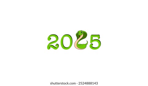 Vector illustration of 2025 inscription in the form of a snake
