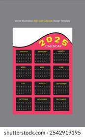 Vector Illustration 2025 wall Calendar Design Template