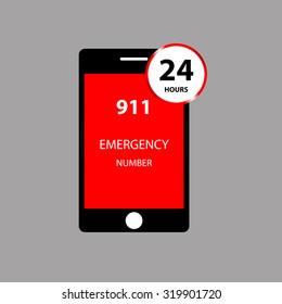 Vector illustration; 24-hour emergency telephone number. Can use element for poster public relations and advertising.