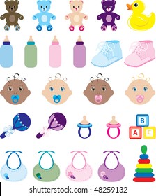 Vector Illustration of 25 baby isolated icons.