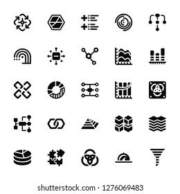 Vector Illustration Of 25 Icons. Editable Pack Infographic, Speedometer, Venn diagram, Puzzle, Pie chart, Bar Pyramid Flow, Sweep, Hexagon