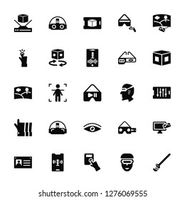Vector Illustration Of 25 Icons. Editable Pack Hologram, Virtual reality, Finger control, Voice User, 3d, Face, Eye, Motion, Tap, Ar, reality
