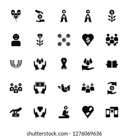 Vector Illustration Of 25 Icons. Editable Pack Balloon, Charity, Praying, Donation, Group, Dove, Gandhi, Donation