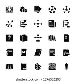 Vector Illustration Of 25 Icons. Editable Pack Book, Open book, Package, Hierarchical structure, Notebook, Nodes, Note, Blocks