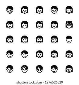 Vector Illustration Of 25 Icons. Editable Pack Geek, Flirt, Smug, Grubby, Kiss, Superhero, In love, Shocked, Happy, Kiss