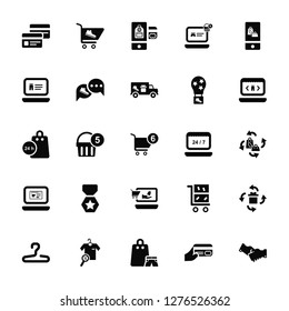 Vector Illustration Of 25 Icons. Editable Pack Cit card, Payment, Shopping bag, Shirt, Hanger, Laptop, Online shop, Smartphone, bag
