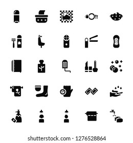 Vector Illustration Of 25 Icons. Editable Pack Deodorant, Toilet paper, Hair washing, Soap, Sanitary napkin, Make up, Bacteria, Towel, Razor, Bathroom, Tissue