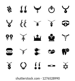 Vector Illustration Of 25 Icons. Editable Pack Diamond, Belt, Earring, Bracelet, Dollar, Necklace, Pearl, Pendant, Earrings
