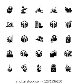 Vector Illustration Of 25 Icons. Editable Pack Boxes, Package, Delivery, Localize, Add, Fast delivery, Badge, Box, Scale, Trolley, Package