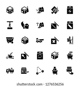 Vector Illustration Of 25 Icons. Editable Pack Box, Boxes, Time, Store, Truck, Trolley, Delivery, Box