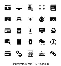 Vector Illustration Of 25 Icons. Editable Pack Profile, Keyboard, Api, Cogwheel, Browser, Monitor, Microchip, Responsive, Coding