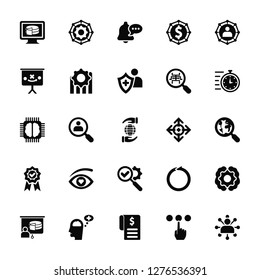 Vector Illustration Of 25 Icons. Editable Pack Analytics, Choose, Contract, Attitude, Project, Quick, Expand, Validate, Quality, Planning, Notification, Skills