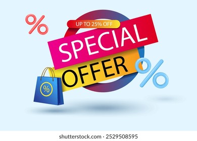 ilustração vetorial até 25% de desconto em fundo de oferta especial, desconto e promoção publicidade de negócios e publicidade de marketing banner.