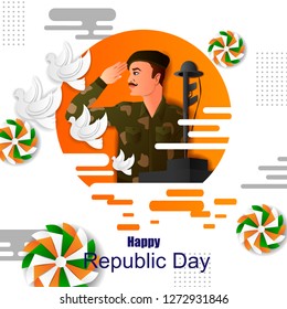 vector illustration of 26 January Happy Republic Day of India background