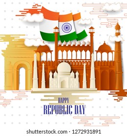 vector illustration of 26 January Happy Republic Day of India background