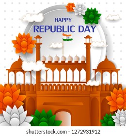vector illustration of 26 January Happy Republic Day of India background