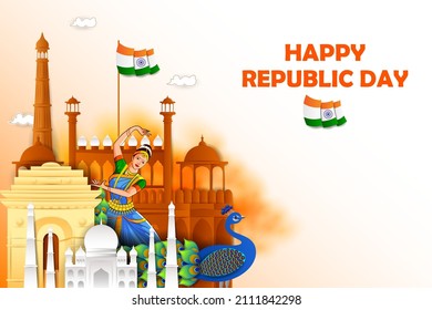 vector illustration of 26 January Happy Republic Day of India background