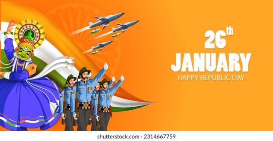 vector illustration of 26 January Happy Republic Day of India background