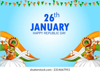vector illustration of 26 January Happy Republic Day of India background