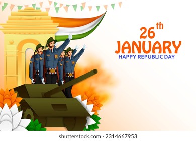 vector illustration of 26 January Happy Republic Day of India background