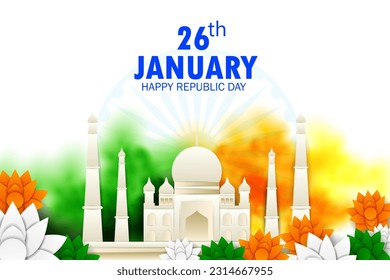 vector illustration of 26 January Happy Republic Day of India background