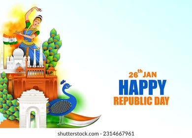 vector illustration of 26 January Happy Republic Day of India background