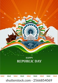 vector illustration of 26 January Happy Republic Day of India background