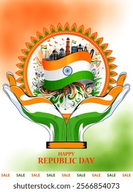 vector illustration of 26 January Happy Republic Day of India background