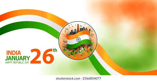 vector illustration of 26 January Happy Republic Day of India background