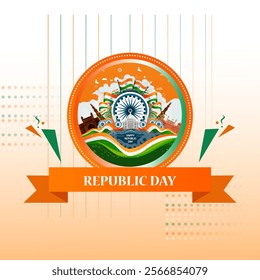 vector illustration of 26 January Happy Republic Day of India background