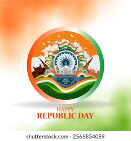 vector illustration of 26 January Happy Republic Day of India background