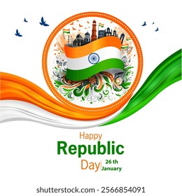 vector illustration of 26 January Happy Republic Day of India background