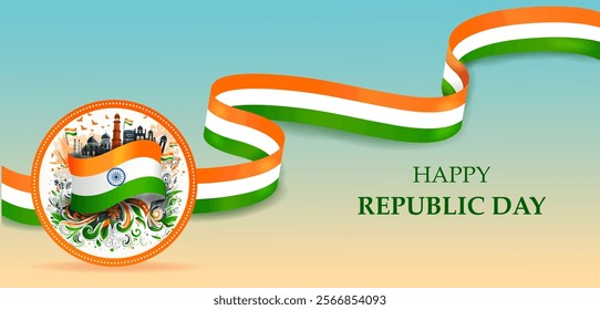 vector illustration of 26 January Happy Republic Day of India background