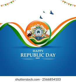 vector illustration of 26 January Happy Republic Day of India background