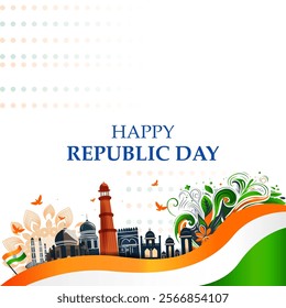 vector illustration of 26 January Happy Republic Day of India background