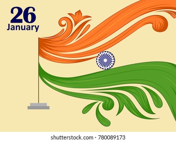 vector illustration of 26 January Happy Republic Day of India background
