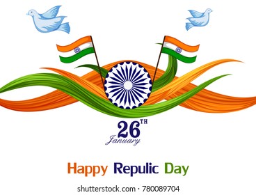 vector illustration of 26 January Happy Republic Day of India background