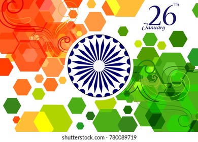 vector illustration of 26 January Happy Republic Day of India background