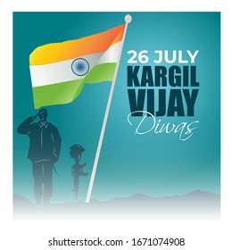 VECTOR ILLUSTRATION FOR 26 JULY VIJAY KARGIL DIWAS MEANS 26 JULY KARGIL (INDIAN BORDER PLACE NAME) VICTORY DAY