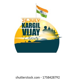 VECTOR ILLUSTRATION FOR 26 JULY VIJAY KARGIL DIWAS MEANS 26 JULY KARGIL (INDIAN BORDER PLACE NAME) VICTORY DAY