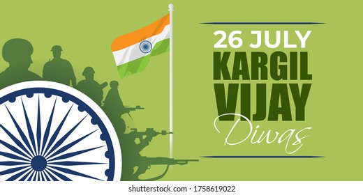 VECTOR ILLUSTRATION FOR 26 JULY VIJAY KARGIL DIWAS MEANS 26 JULY KARGIL (INDIAN BORDER PLACE NAME) VICTORY DAY