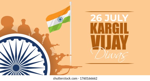 VECTOR ILLUSTRATION FOR 26 JULY VIJAY KARGIL DIWAS MEANS 26 JULY KARGIL (INDIAN BORDER PLACE NAME) VICTORY DAY