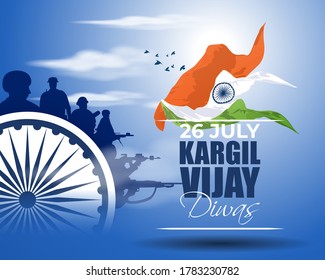 ILUSTRACIÓN DE VECTORES PARA EL 26 DE JULIO VIJAY KARGIL DIWAS SIGNIFICA 26 DE JULIO DÍA DE LA VICTORIA DE KARGIL (NOMBRE DEL LUGAR DE FRONTERA INDIO)