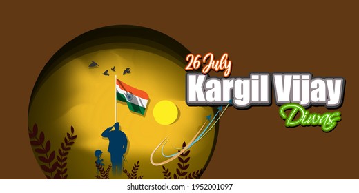 VECTOR ILLUSTRATION FOR 26 JULY VIJAY KARGIL DIWAS MEANS 26 JULY KARGIL (INDIAN BORDER PLACE NAME) VICTORY DAY