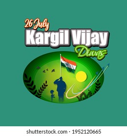 VECTOR ILLUSTRATION FOR 26 JULY VIJAY KARGIL DIWAS MEANS 26 JULY KARGIL (INDIAN BORDER PLACE NAME) VICTORY DAY