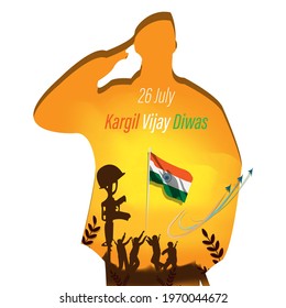 VECTOR ILLUSTRATION FOR 26 JULY VIJAY KARGIL DIWAS MEANS 26 JULY KARGIL (INDIAN BORDER PLACE NAME) VICTORY DAY
