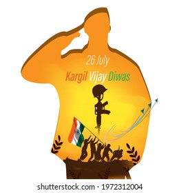 VECTOR ILLUSTRATION FOR 26 JULY VIJAY KARGIL DIWAS MEANS 26 JULY KARGIL (INDIAN BORDER PLACE NAME) VICTORY DAY