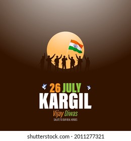VECTOR ILLUSTRATION FOR 26 JULY VIJAY KARGIL DIWAS MEANS 26 JULY KARGIL (INDIAN BORDER PLACE NAME) VICTORY DAY
