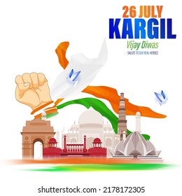 VECTOR ILLUSTRATION FOR 26 JULY VIJAY KARGIL DIWAS MEANS 26 JULY KARGIL 